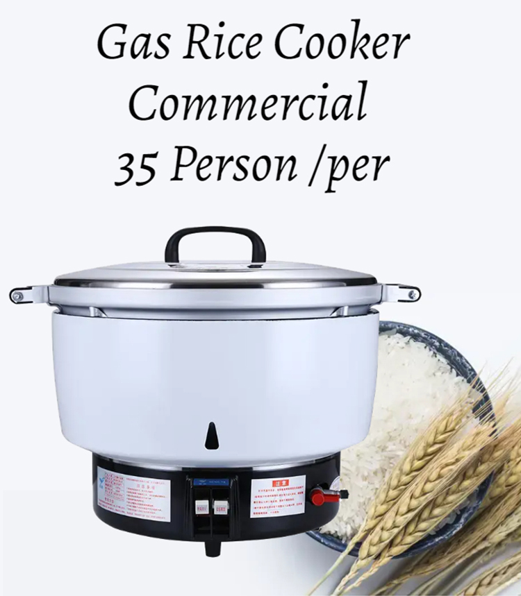 Commercial 35 Cups Pressure Rice Cooker 5.6KW Nature Gas Rice Cooker Cook 7L 